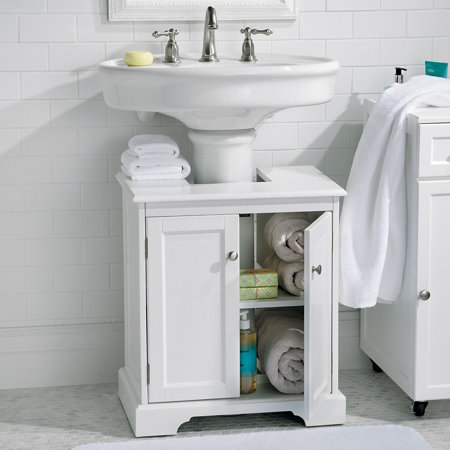 Under Pedestal Sink Storage Cupboard Design Alluring Bathroom