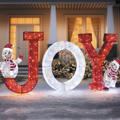Collapsible Joy with Snowman Christmas Yard Decoration Improvements.