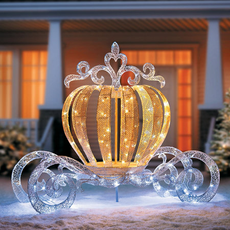 Lighted Princess Carriage Outdoor Christmas Decoration 